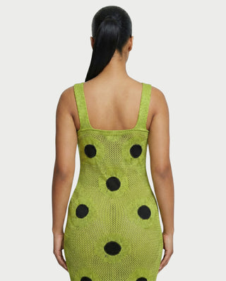 TALEYA Crochet Polka Dot Bodycon Maxi Dress