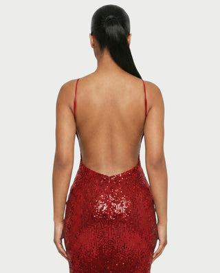 DELYA Sequin Backless Maxi Dress