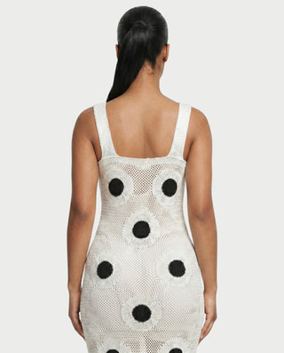TALEYA Crochet Polka Dot Bodycon Maxi Dress