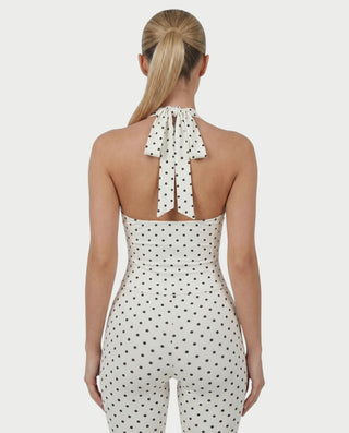 AVINYA Polka Dot Halter Top & Capri Pants Set