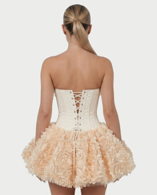 LONEYA Floral Strapless Ruffle Mini Dress