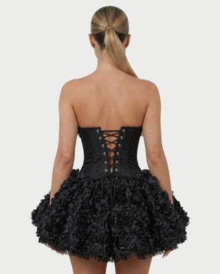 LONEYA Floral Strapless Ruffle Mini Dress