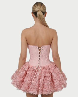 LONEYA Floral Strapless Ruffle Mini Dress