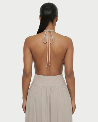 HINAYA Backless Halter High Slit Maxi Dress