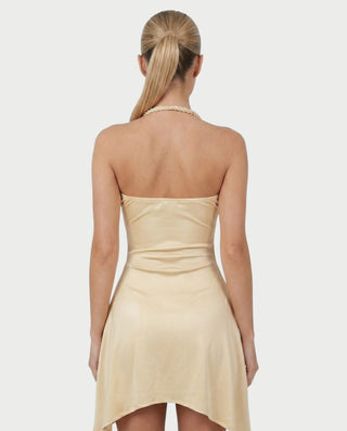 Vestido mini de malla con aberturas y detalle de cadena de JUVIA