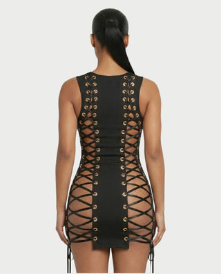 CYRENE Lace-Up Back Bodycon Mini Dress – Celestia