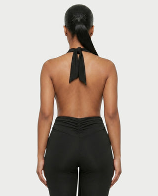 LINNA Plunging Halter Wrap Capri Romper