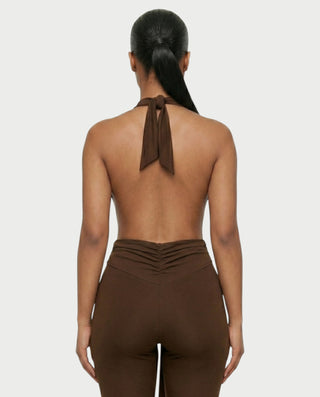 LINNA Plunging Halter Wrap Capri Romper