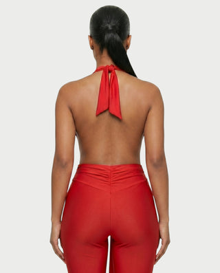 LINNA Plunging Halter Wrap Capri Romper
