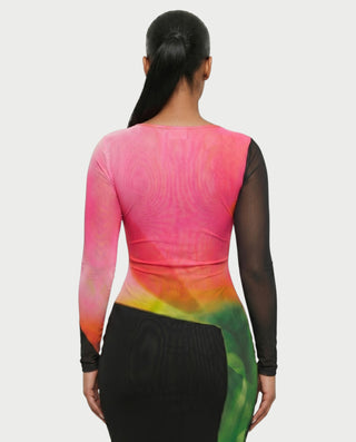 FLEUR Gradient Multi-Color Long Sleeve Maxi Dress