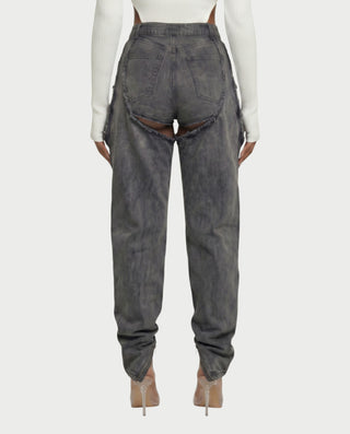 NAMI Distressed Denim Chaps Pants