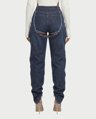 NAMI Distressed Denim Chaps Pants