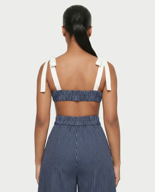 AVENOR Pinstripe Bralette & Barrel Pants Set