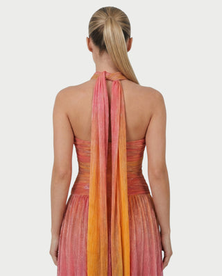 SELANIA Shimmer Knot Front Flowy Maxi Dress