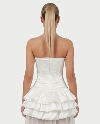 SHIRNA Lace Corset Ruffle Mini Dress