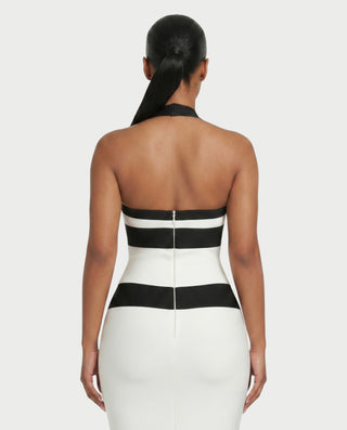 DESIREE Vestido midi con cuello halter en contraste