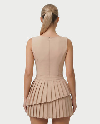 Vestido mini plisado con cuello en V ARIANE
