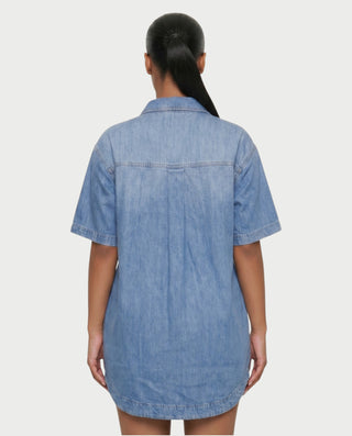 Vestido camisero de mezclilla con botones de IDONY