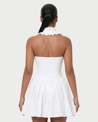 AZOURA Halter Ruffle Flare Mini Dress