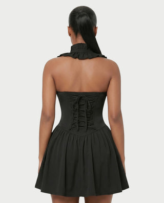 AZOURA Halter Ruffle Flare Mini Dress