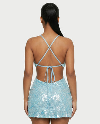 KISHNA Sparkle Sequin Cutout Bodycon Mini Dress