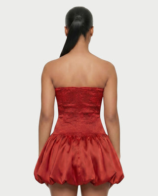 OVIDA Satin Bubble Hem Corset Mini Dress