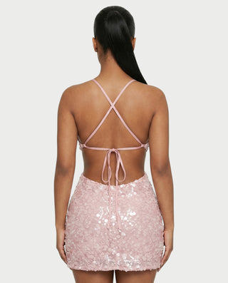 KISHNA Sparkle Sequin Cutout Bodycon Mini Dress