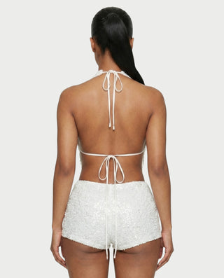 WINNA Sequin Starfish Draped Top & Shorts Set