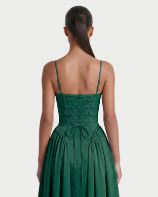 VESSA Lace-Up Back Corset Midi Dress
