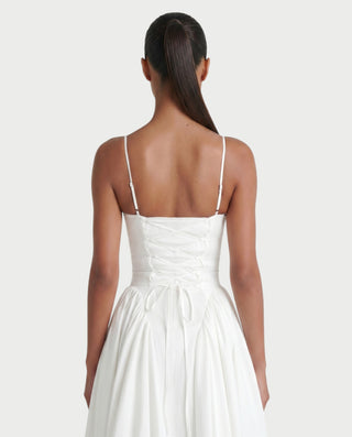 VESSA Lace-Up Back Corset Midi Dress