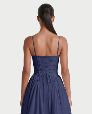 VESSA Lace-Up Back Corset Midi Dress