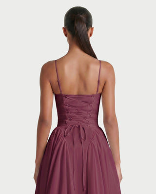VESSA Lace-Up Back Corset Midi Dress