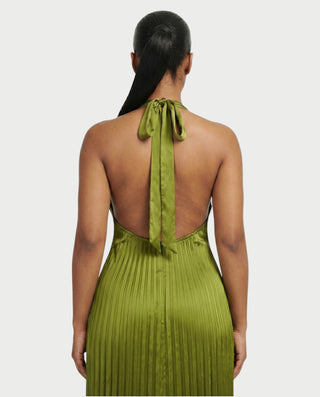 ADRIANA V-Neck Backless Pleated Maxi Dress