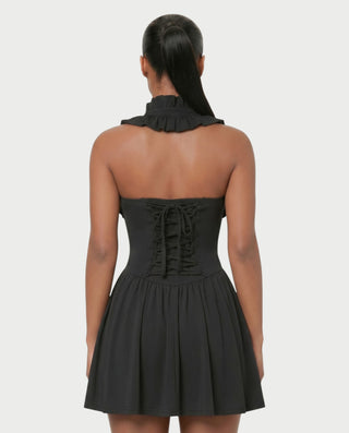 AZOURA Halter Ruffle Flare Mini Dress