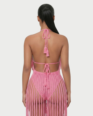 KAILEY Fringe Crochet Cover-Up Jumpsuit