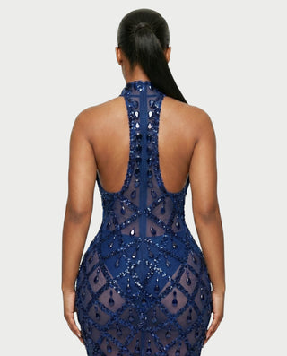 HOPE High Neck Tear Drop Rhinestone Maxi Dress