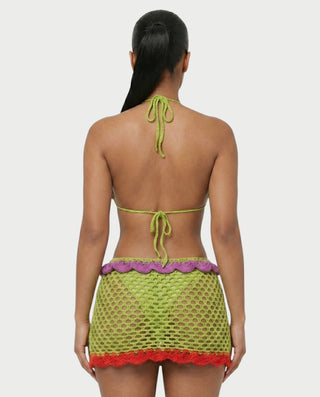 SOLENA Crochet Floral Bra Top & Mini Skirt Set