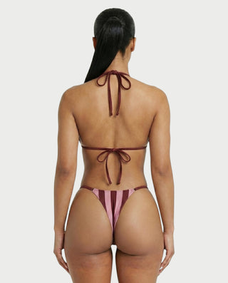 JAVINA Stripe Ring Detail Triangle Bikini Set