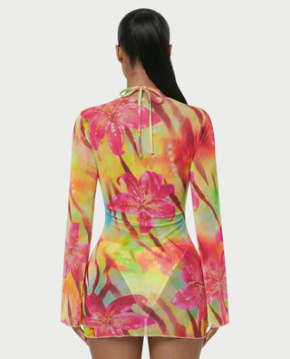 YIRANA Bikini & Mesh Long Sleeve Cover-Up Three-Piece Set
