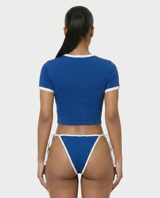 YUMIKA Country Flag Graphic Crop Top & Tie-Side Bikini Bottom Set