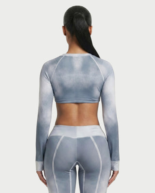 Conjunto de top corto lavado y pantalón acampanado DANIELLE