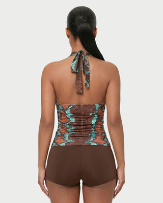 ALIZA Halter Neck Backless Top