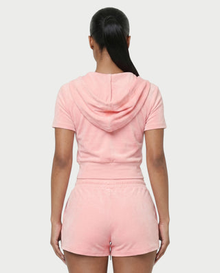 LAVENDER Zip-Up Hoodie Top & Drawstring Shorts Set