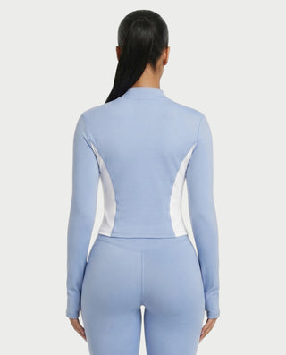 Conjunto de top y leggings con cremallera en contraste KAYLINA