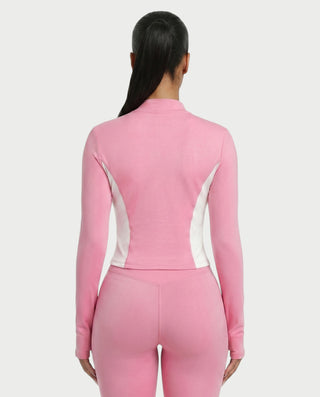 Conjunto de top y leggings con cremallera en contraste KAYLINA