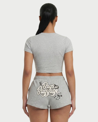 ELLE Graphic Crop & Drawstring Shorts Set