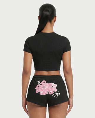 ELLE Graphic Crop & Drawstring Shorts Set