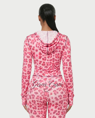 Conjunto de pantalón y top con cremallera de leopardo NOA