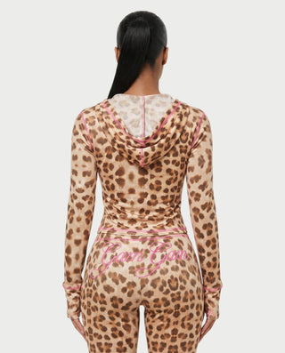 Conjunto de pantalón y top con cremallera de leopardo NOA