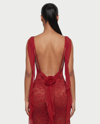 Vestido midi de encaje floral sin espalda ELISA 